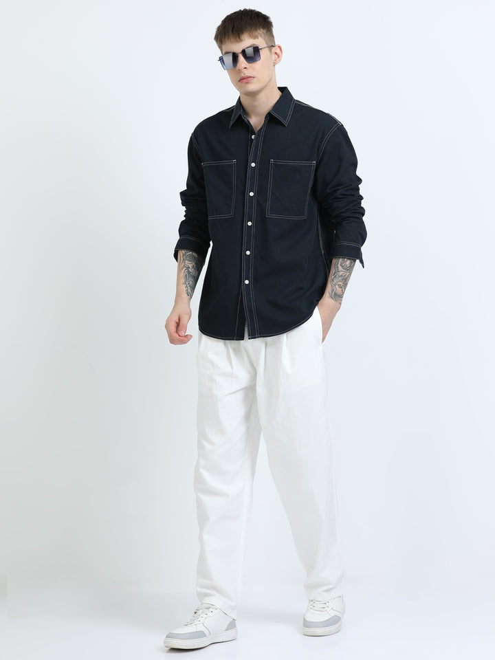 Contrast Stitch Cotton Shirt