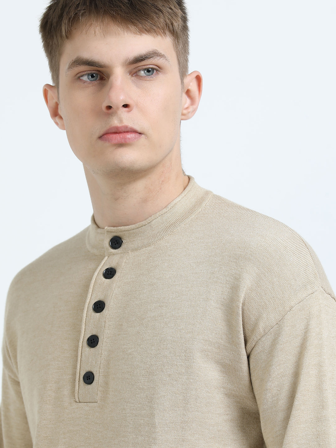 Signature Stand Collar Henley Sweater