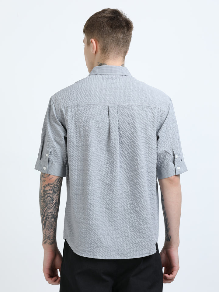 Silver Mist Textured Half Sleeve Shirt