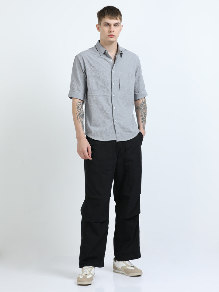 Silver Mist Textured Half Sleeve Shirt