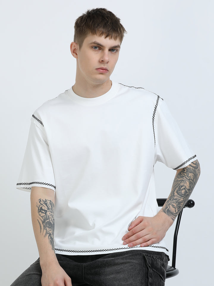 Premium Contrast-Stitch Relaxed Tee