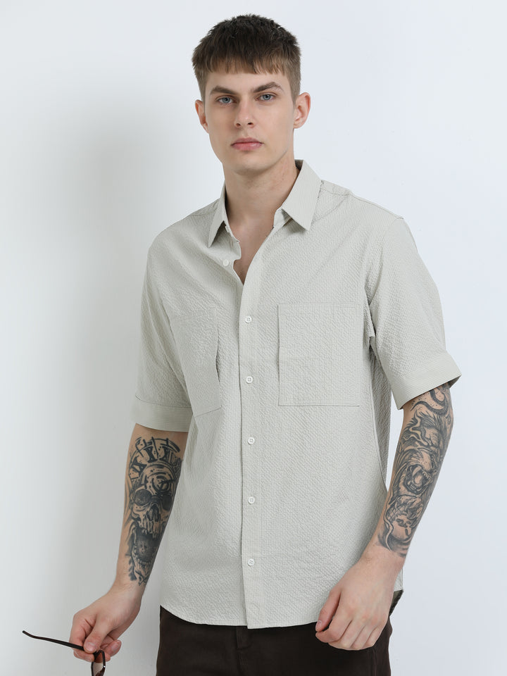 Sandstone Textured Half Sleeve Shirt