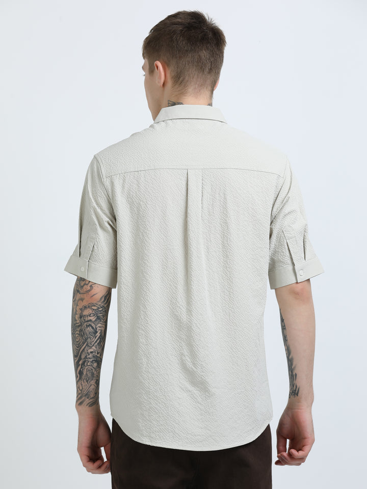 Sandstone Textured Half Sleeve Shirt