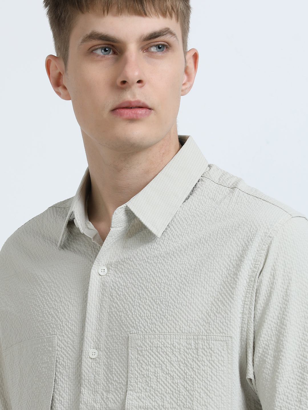 Sandstone Textured Half Sleeve Shirt