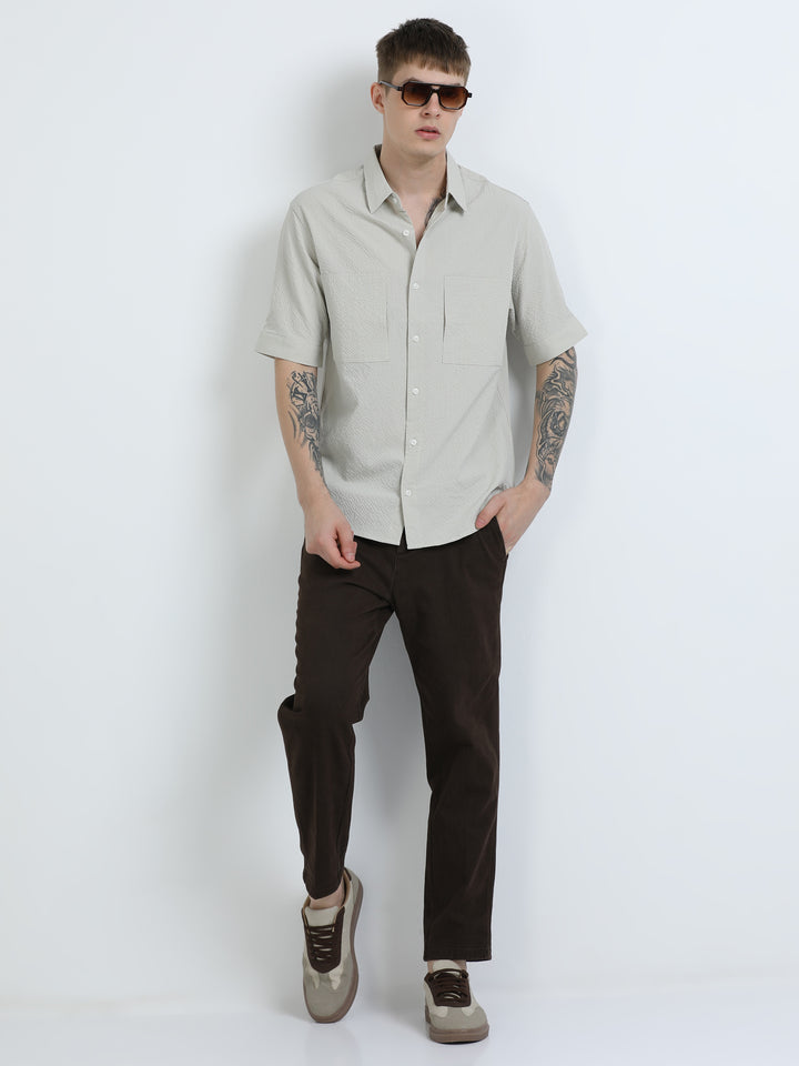 Sandstone Textured Half Sleeve Shirt