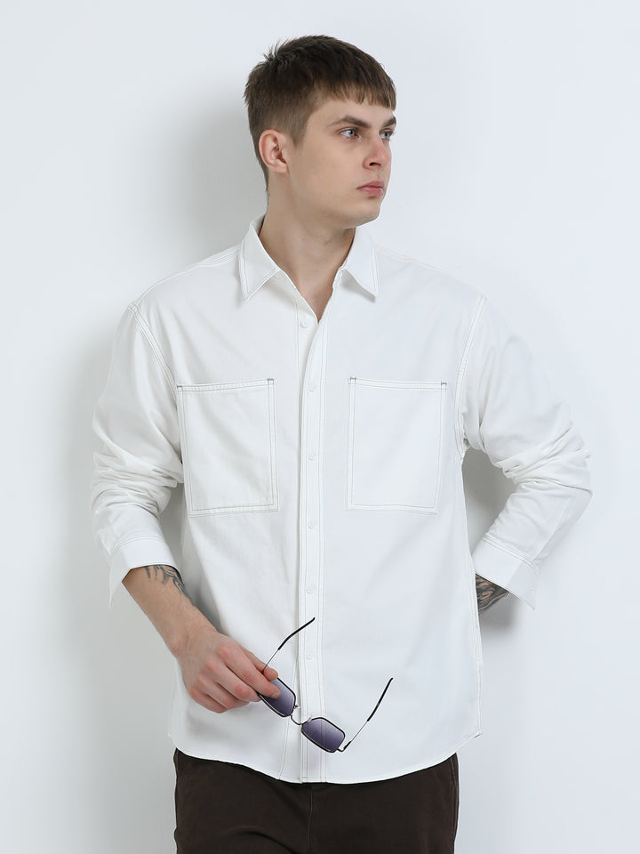 Contrast Stitch Cotton Shirt