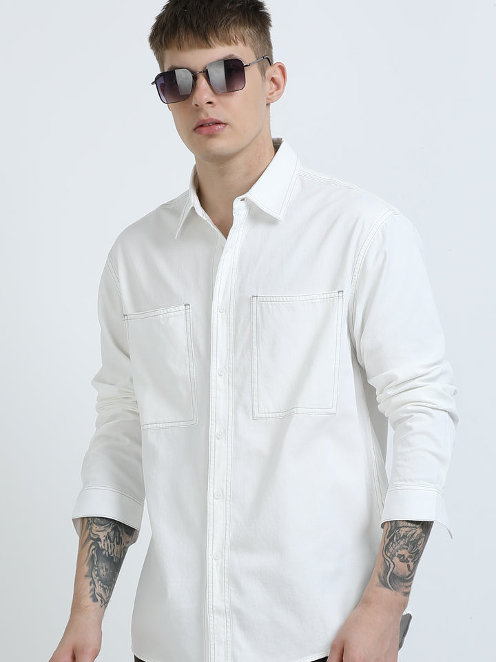 Contrast Stitch Cotton Shirt
