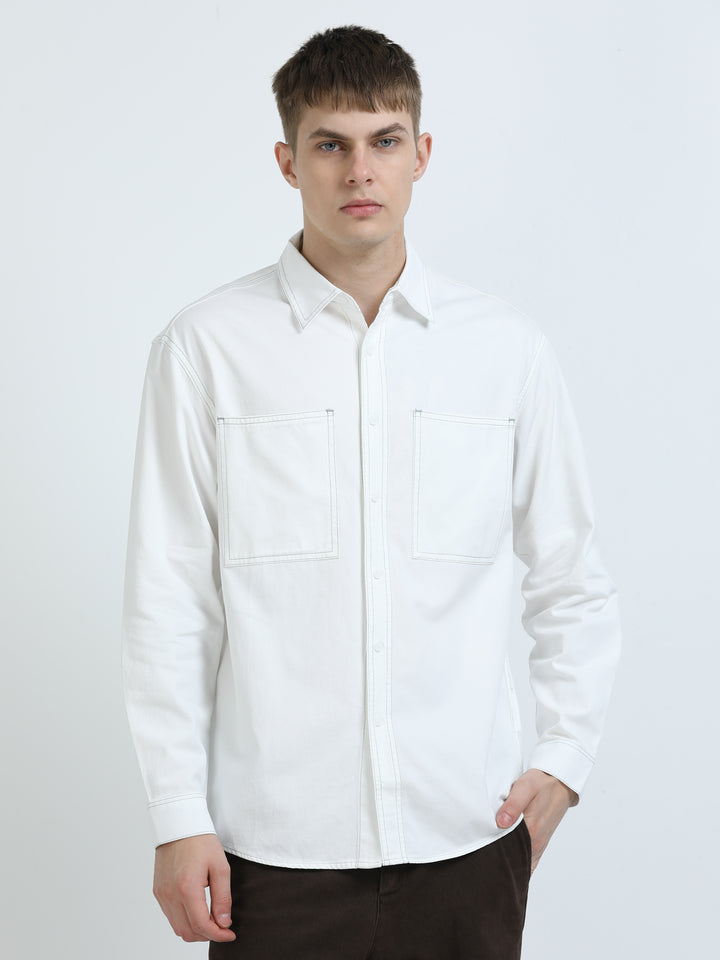 Contrast Stitch Cotton Shirt