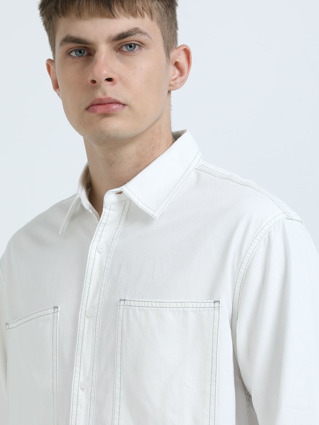 Contrast Stitch Cotton Shirt