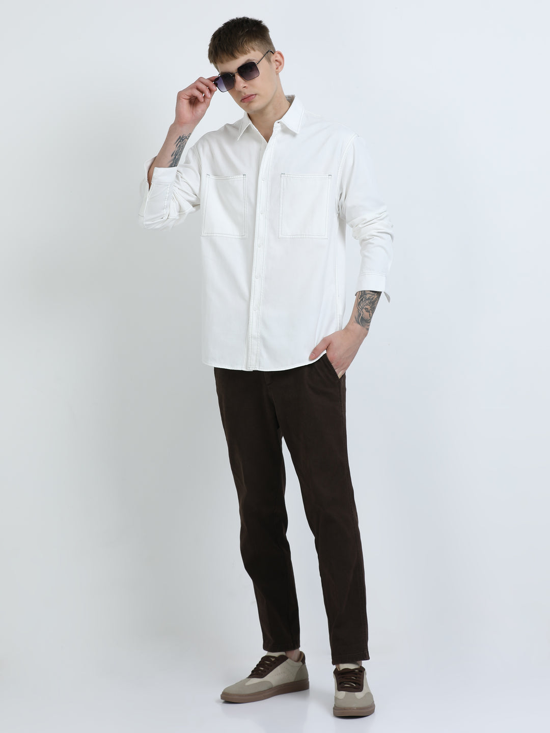 Contrast Stitch Cotton Shirt