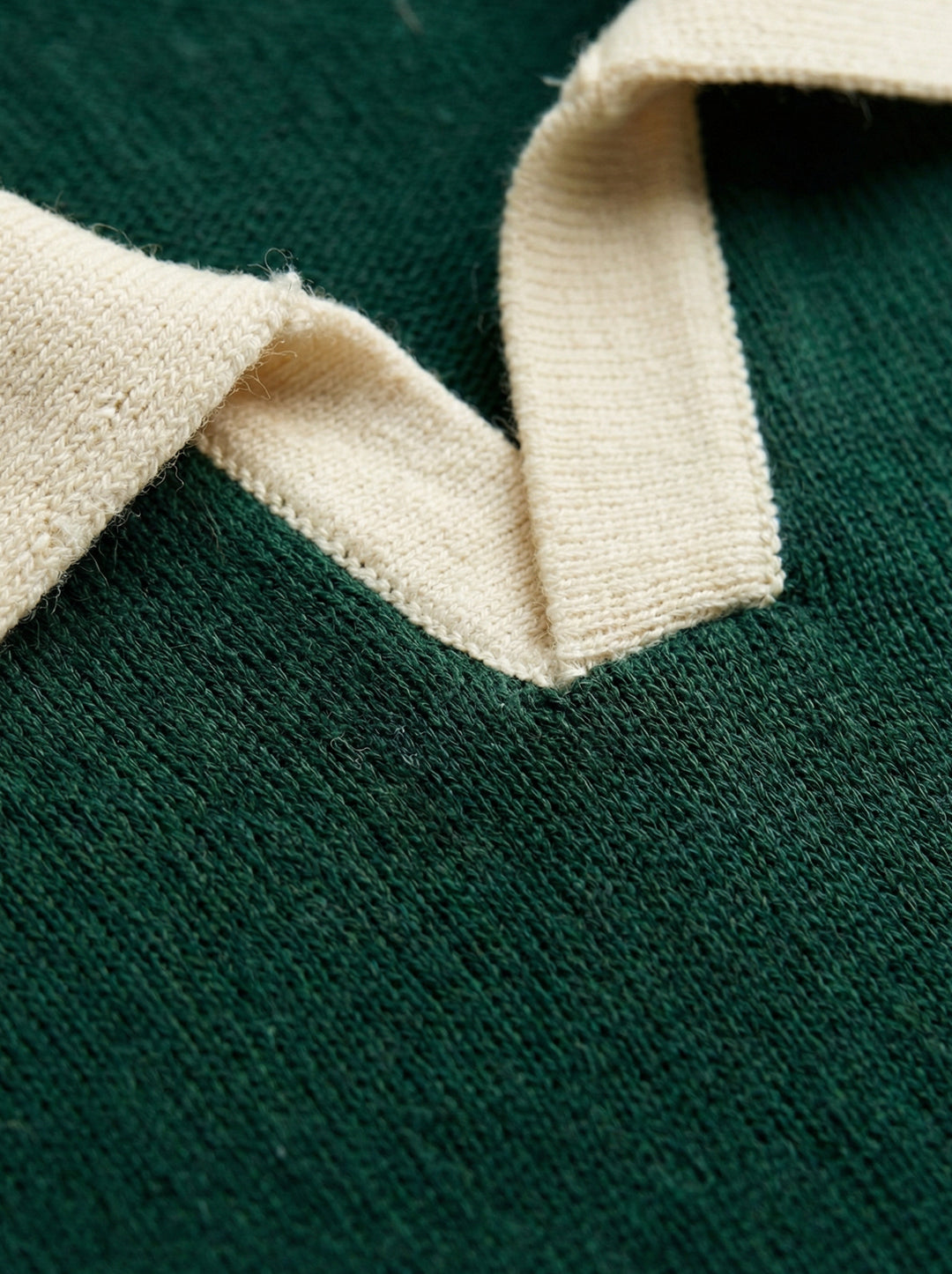 Creston Contrast Collar Knit Polo – Forest Green