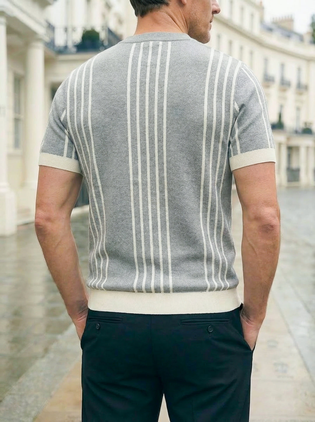 Selcair Riviera Stripe Knit – Silver Mist