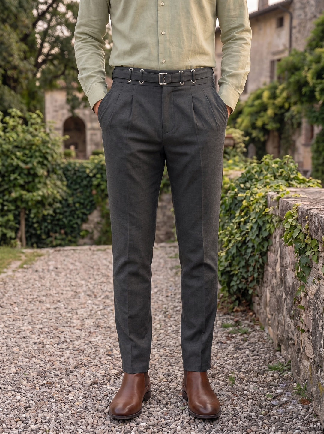 Benson Pleated Tailored Trouser - Grey