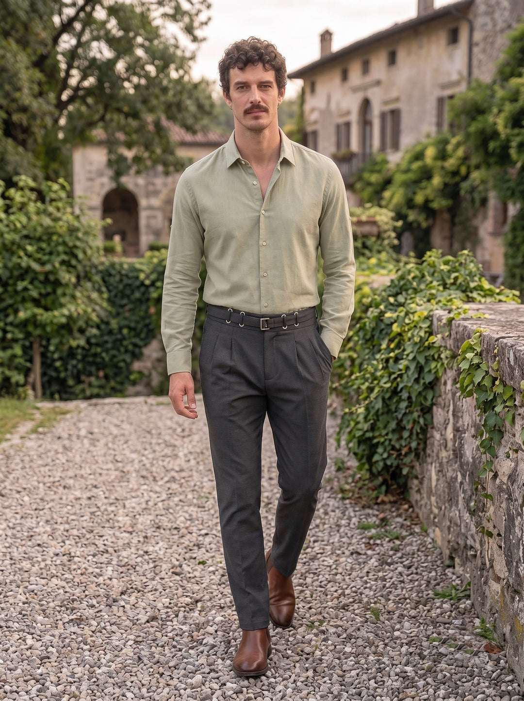 Benson Pleated Tailored Trouser - Grey