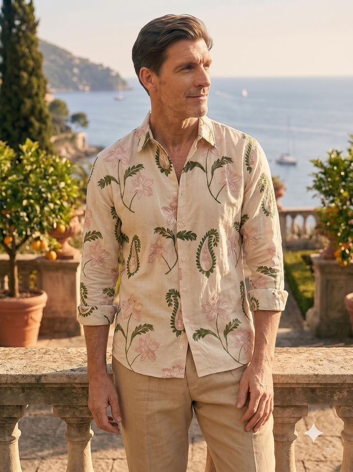 The Giardino Premium Embroidered Shirt – Sand