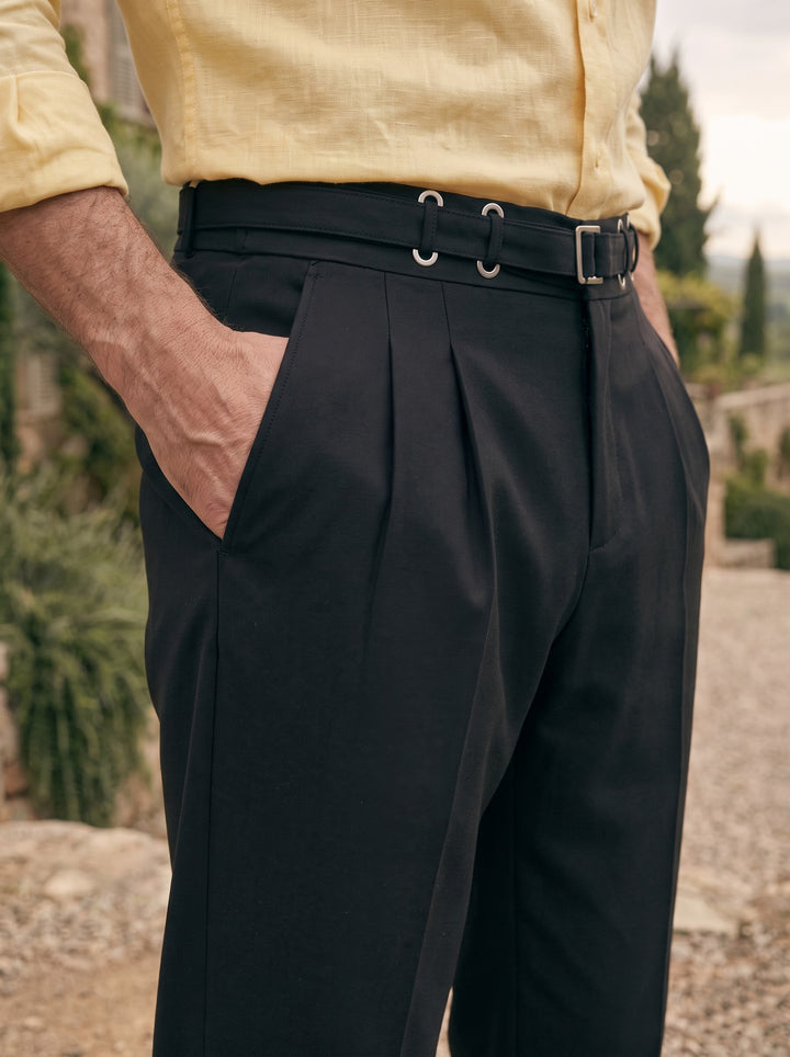 Benson Pleated Tailored Trouser – Onyx