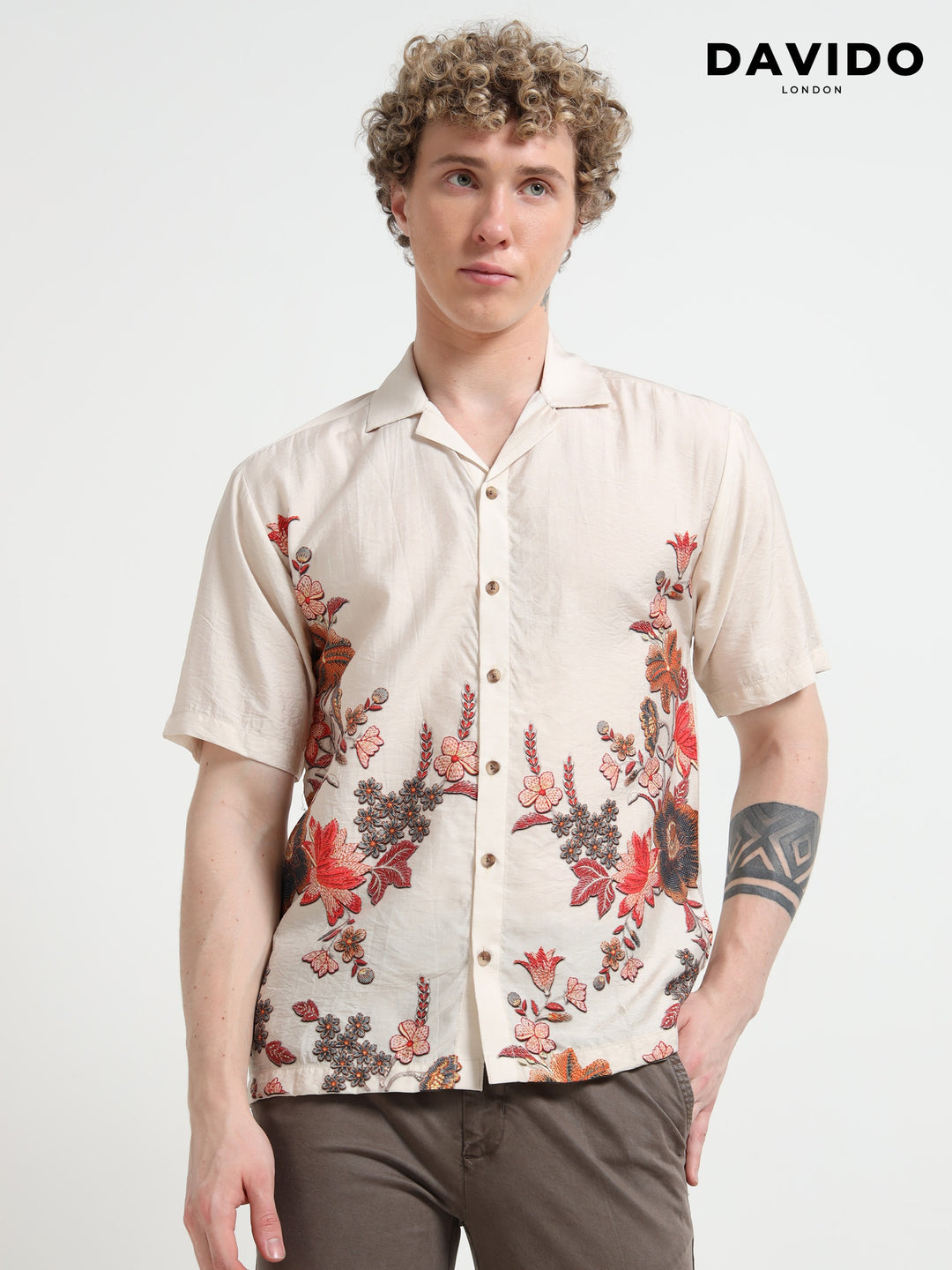Floral Print Resort Shirt – Cream
