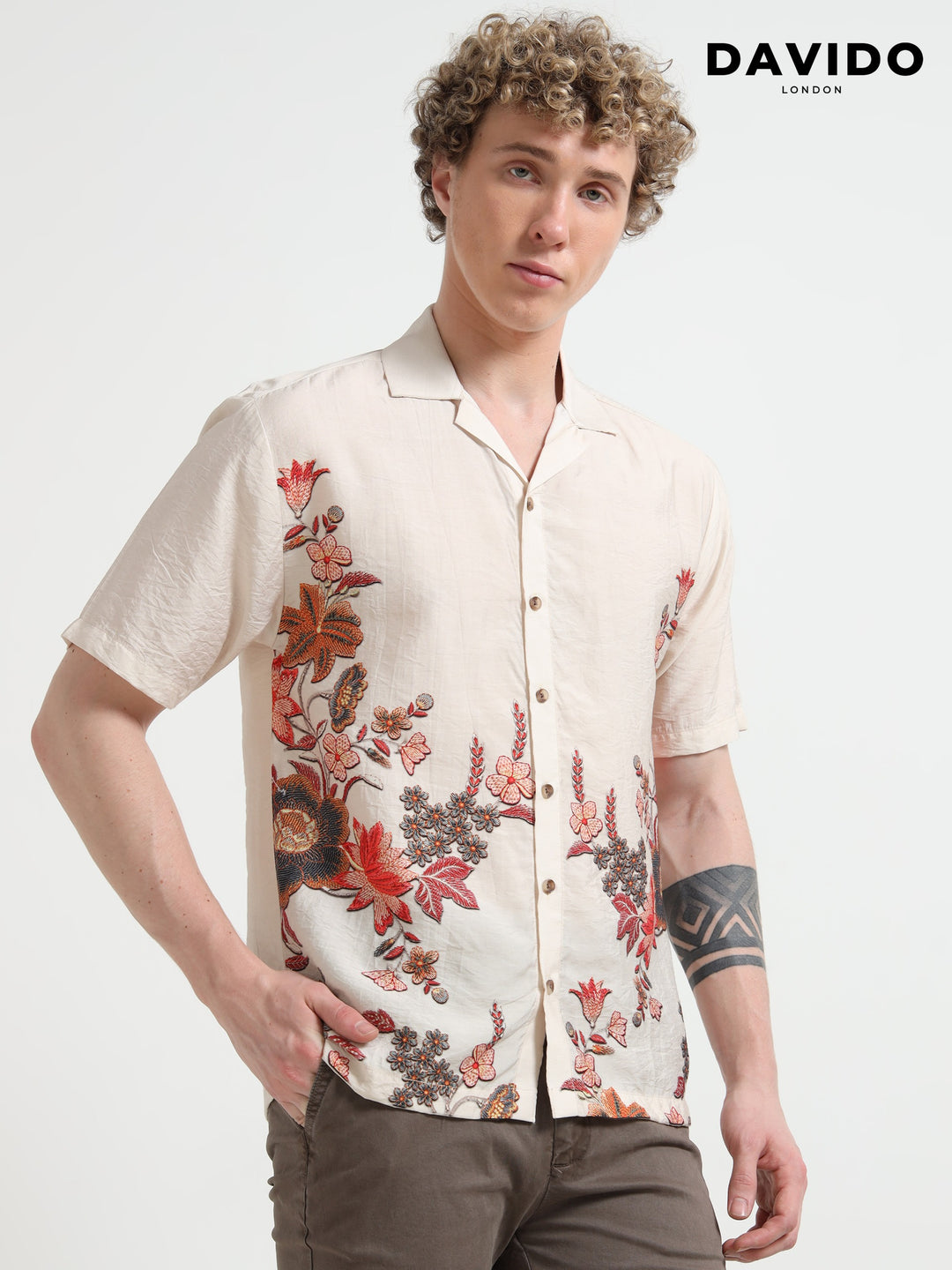Floral Print Resort Shirt – Cream