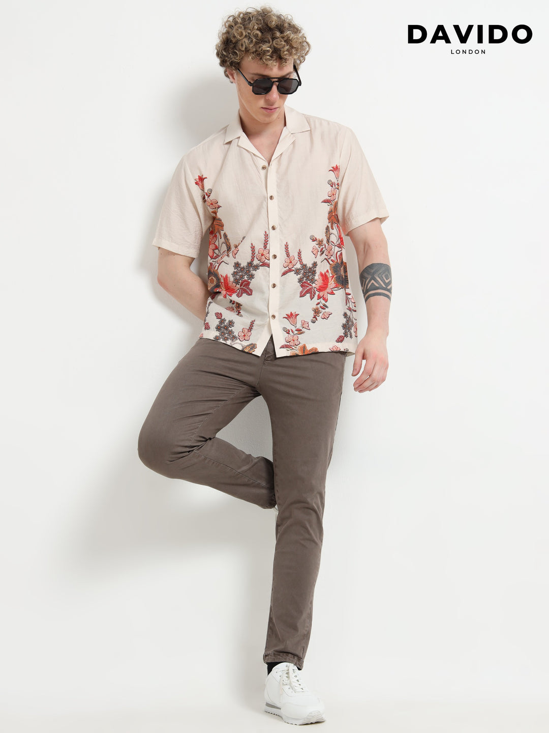 Floral Print Resort Shirt – Cream