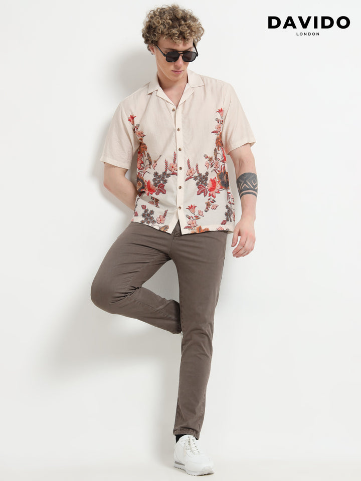 Floral Print Resort Shirt – Cream