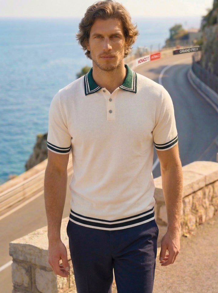 Valtero Knit Polo – Ivory Monaco