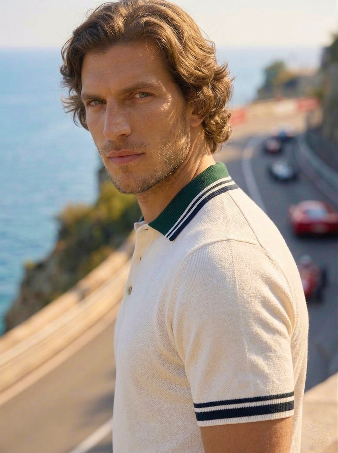 Valtero Knit Polo – Ivory Monaco