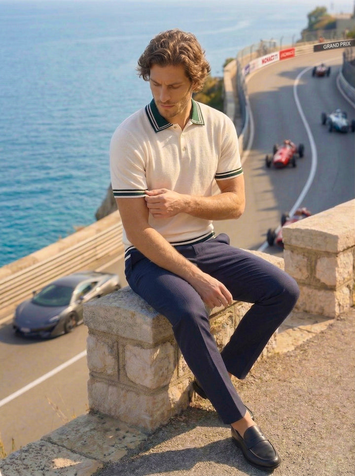 Valtero Knit Polo – Ivory Monaco