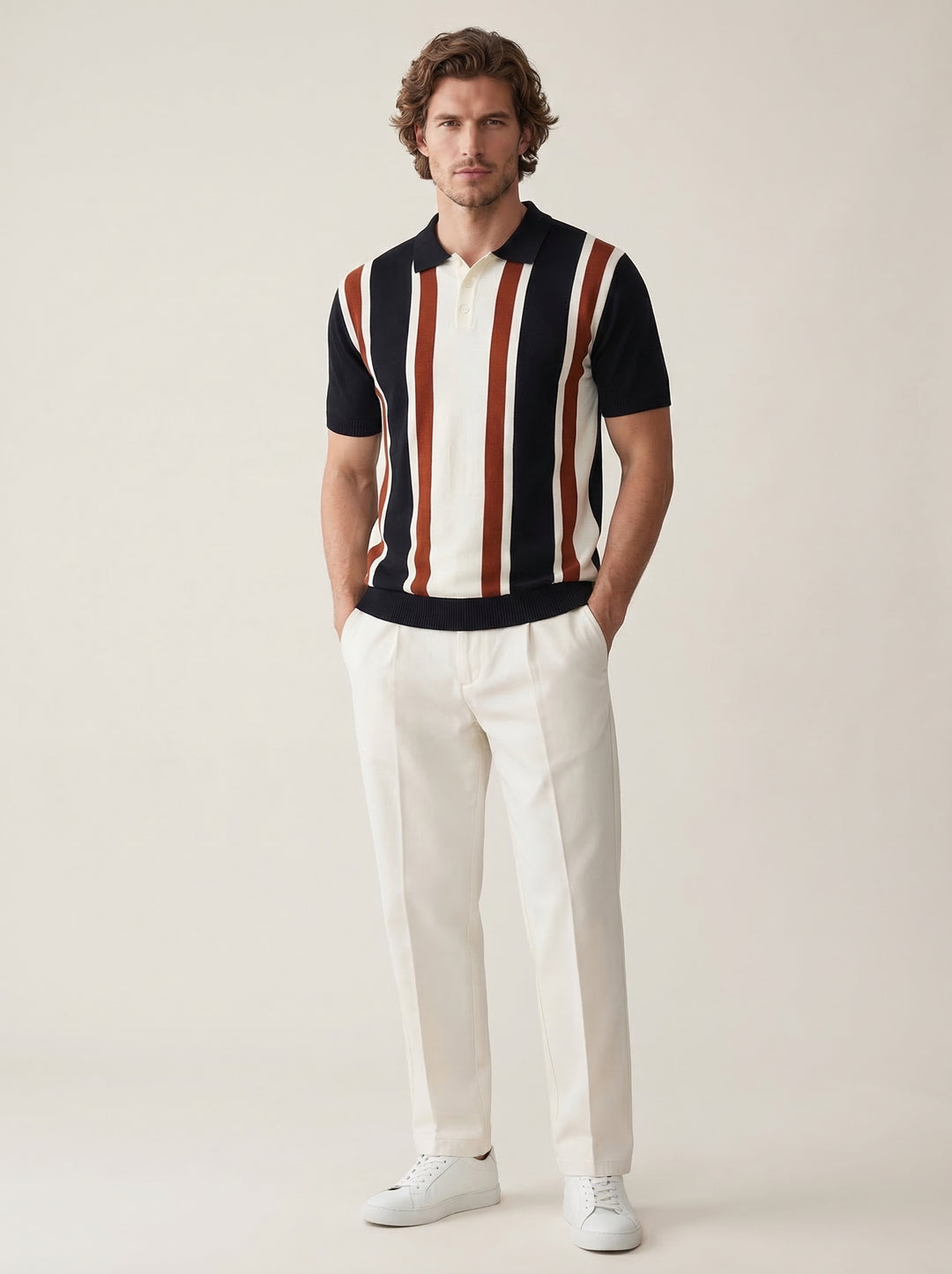 The Riviera Wide Stripe Black Knit T-Shirt