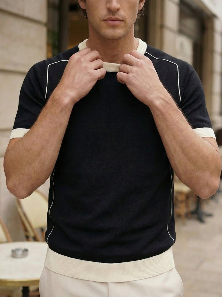 Cavriel Contrast Knit Tee – Noir Sand