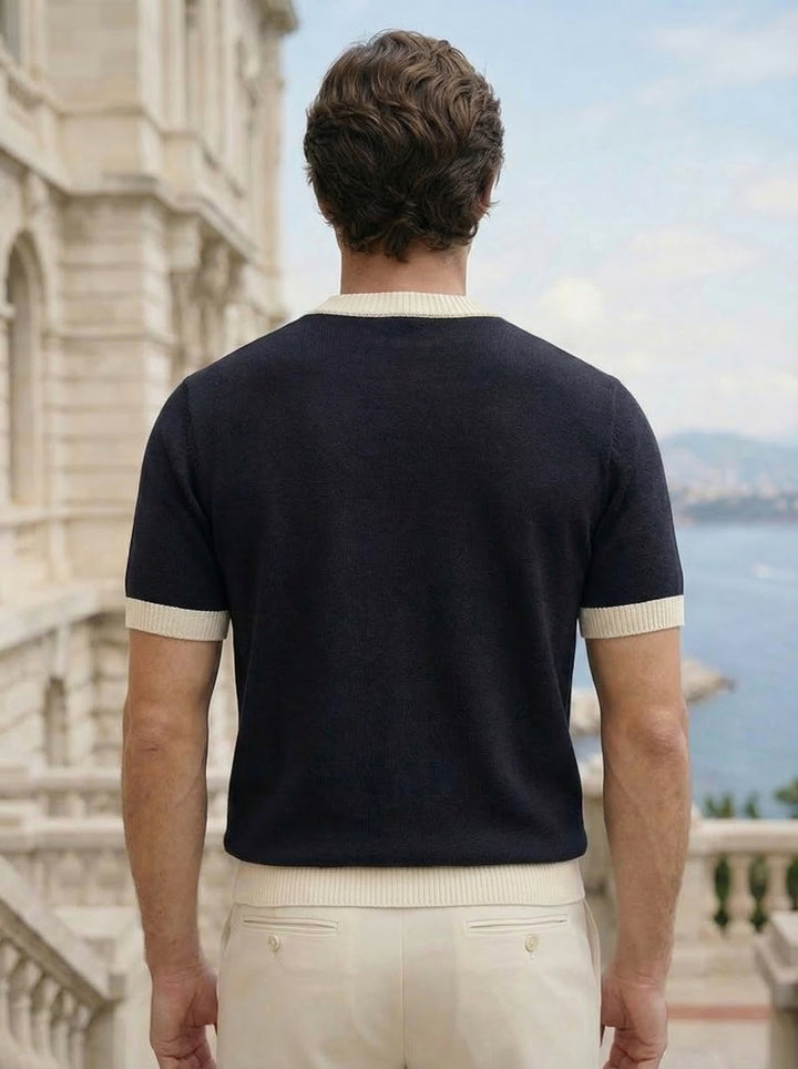 Cavellor Contrast Knit Tee – Midnight Ivory