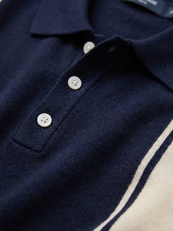 Aurevino Panel Knit Polo – Riviera Pearl