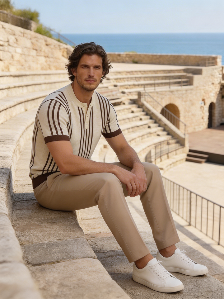 Selcair Riviera Stripe Knit – Dune Beige
