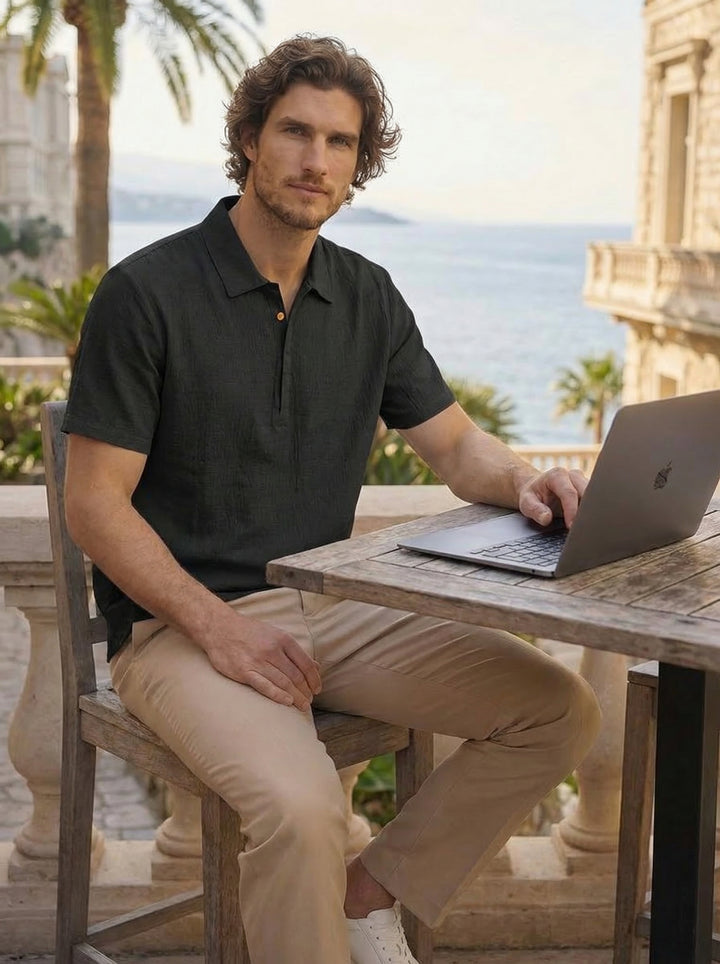Velmori Zip Polo – Midnight Olive