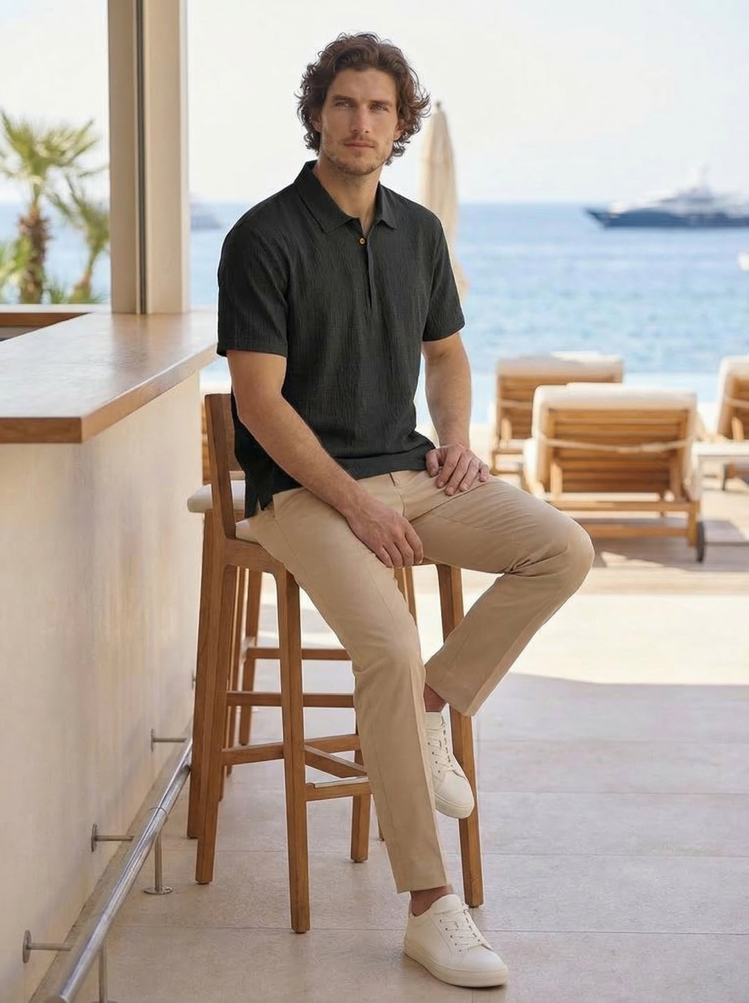 Velmori Zip Polo – Midnight Olive