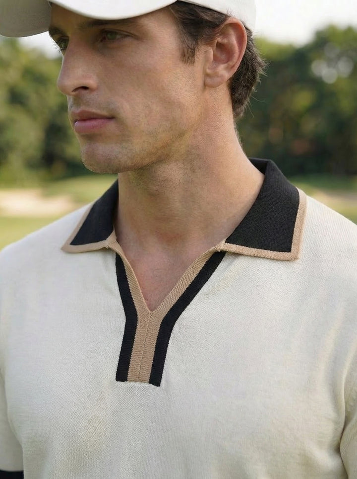 Veltrano Riviera Open Collar Knit – Ivory Ace