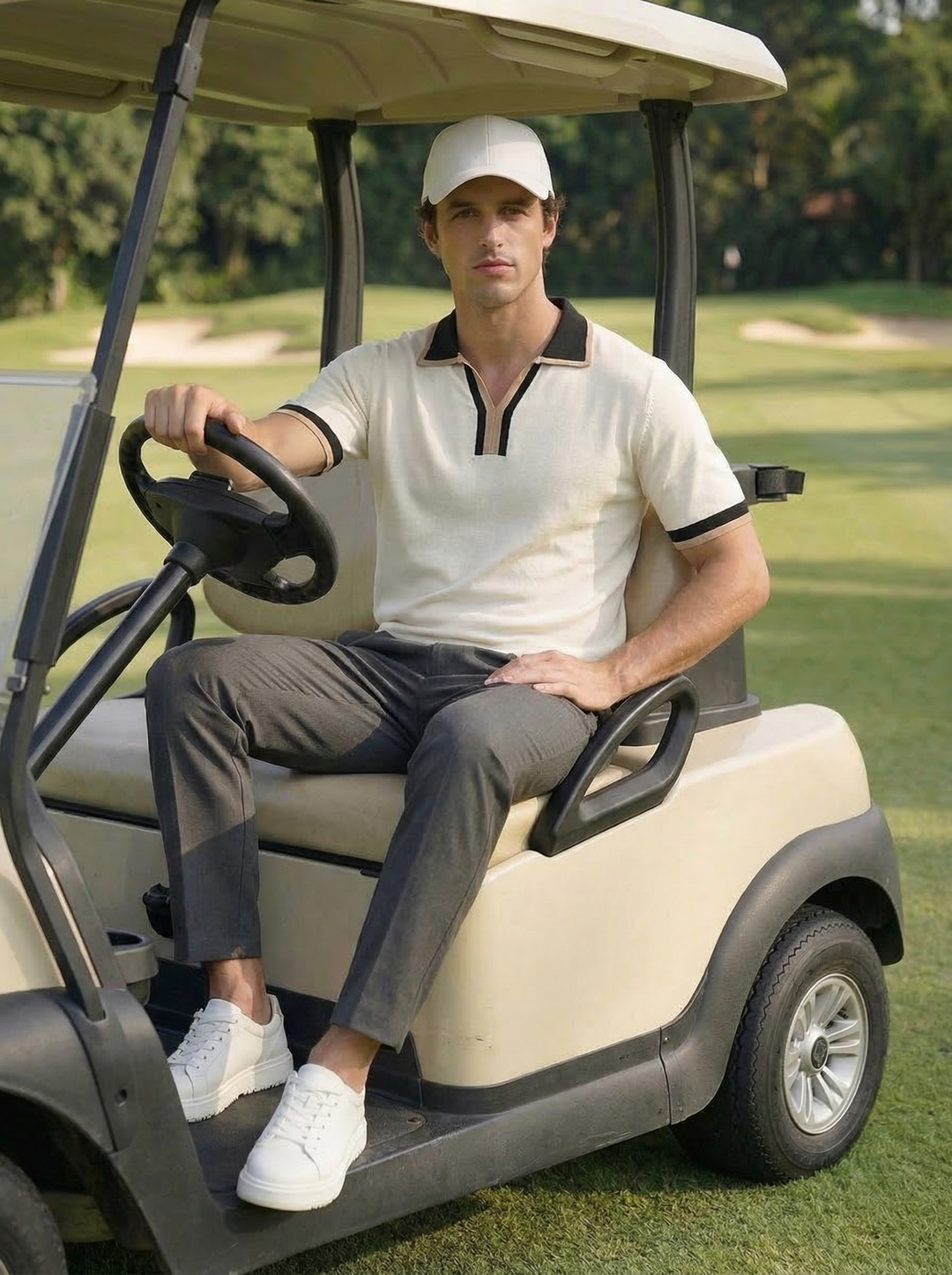 Veltrano Riviera Open Collar Knit – Ivory Ace