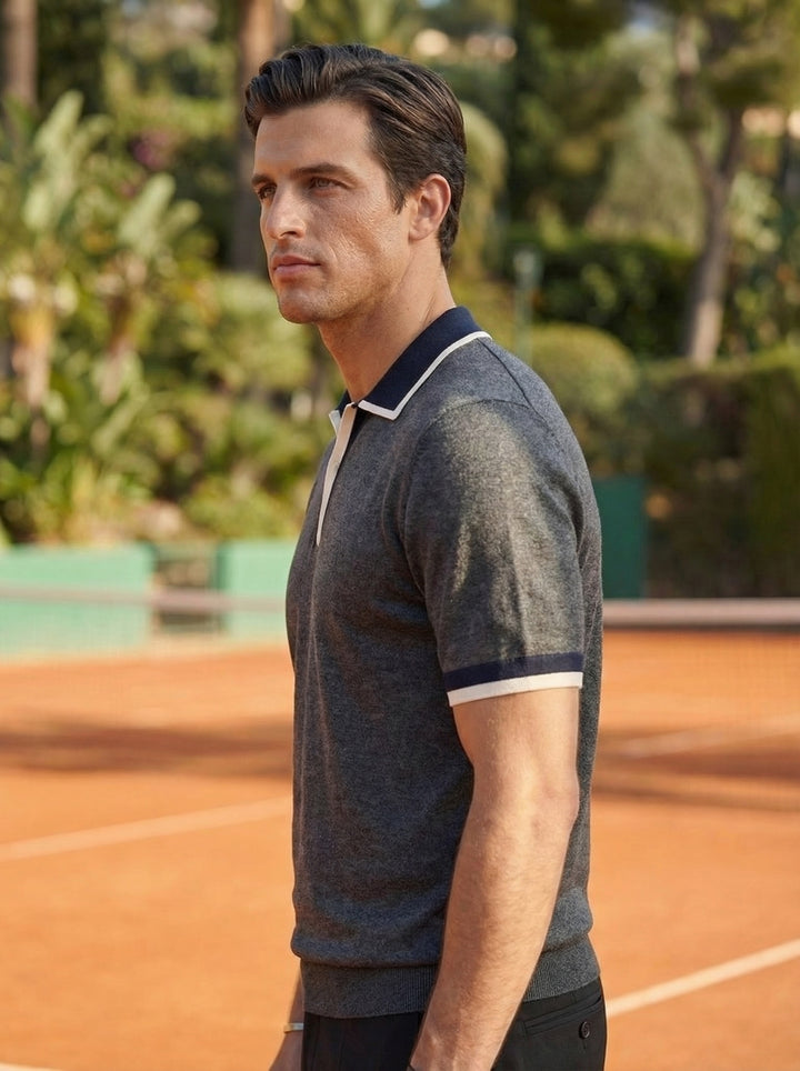 Veltrano Riviera Open Collar Knit – Graphite Court