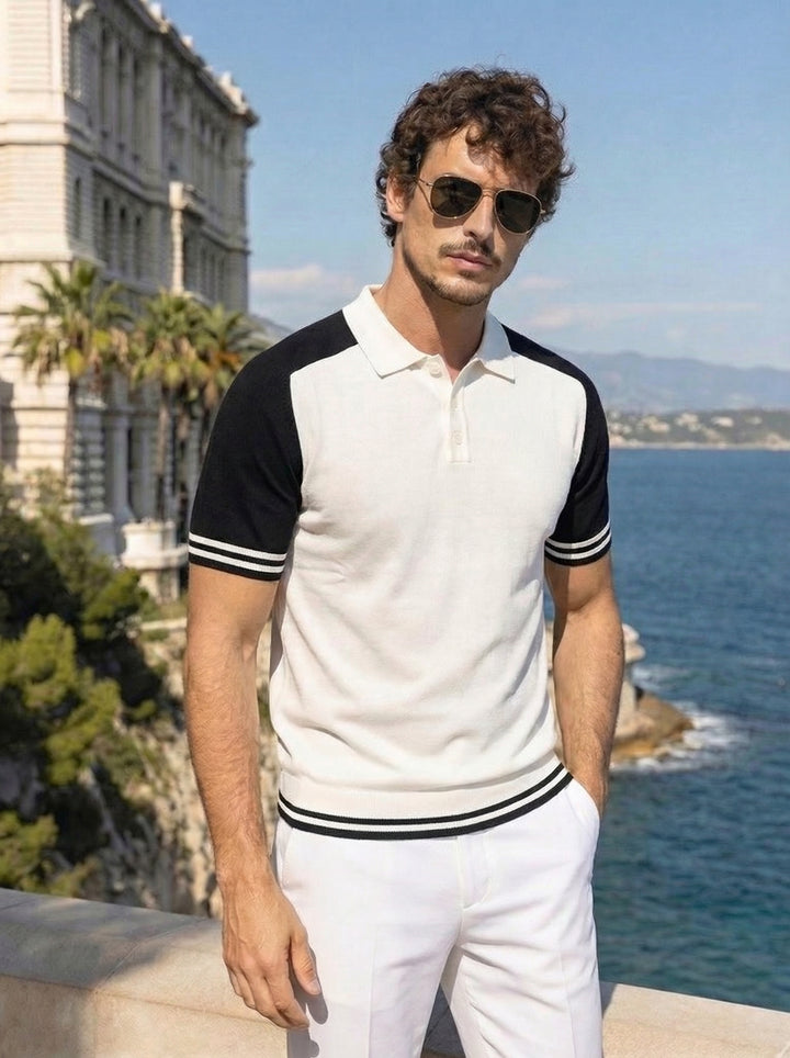 Montelique Contrast Polo Knit – Monaco Pearl