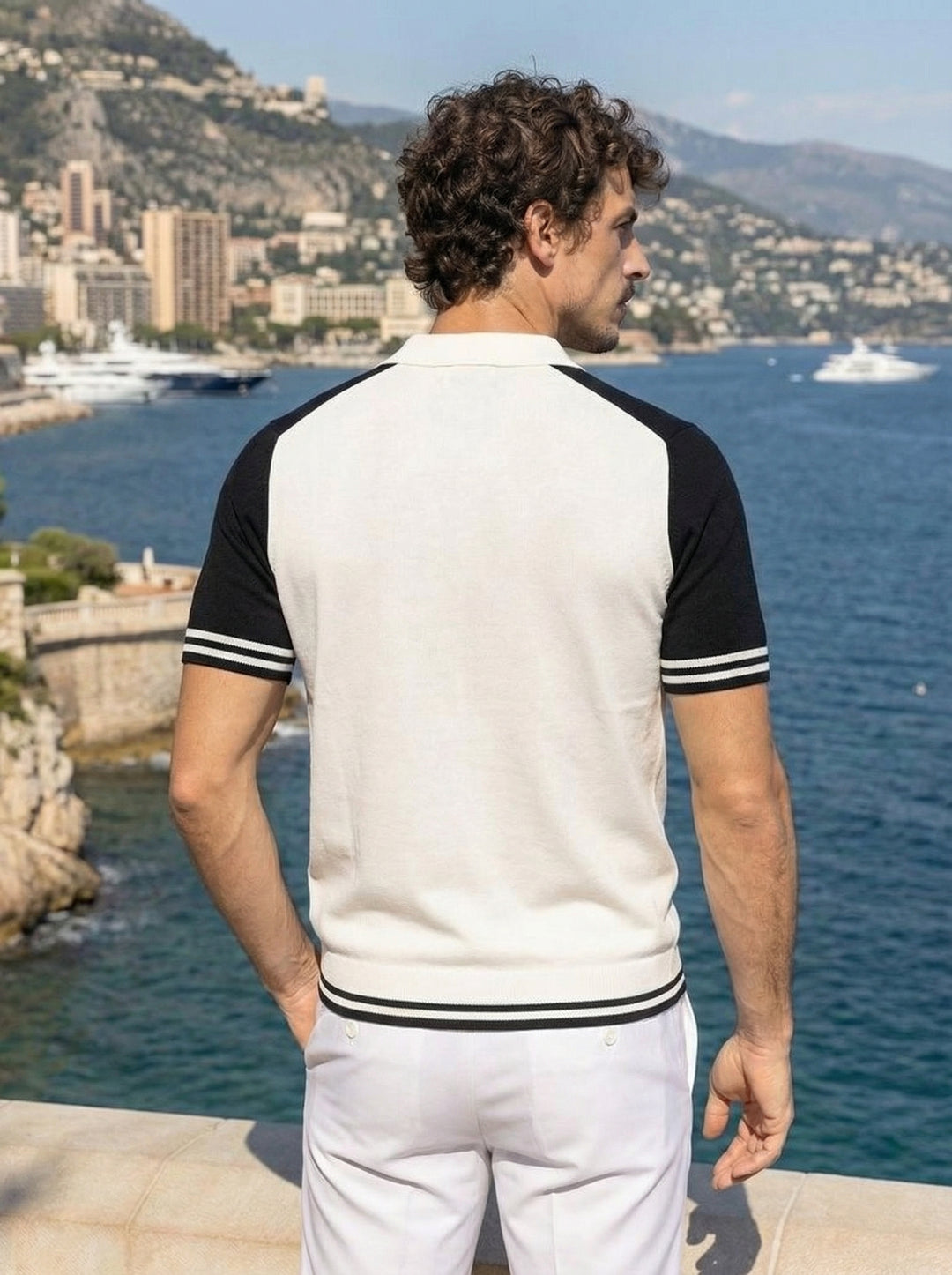 Montelique Contrast Polo Knit – Monaco Pearl