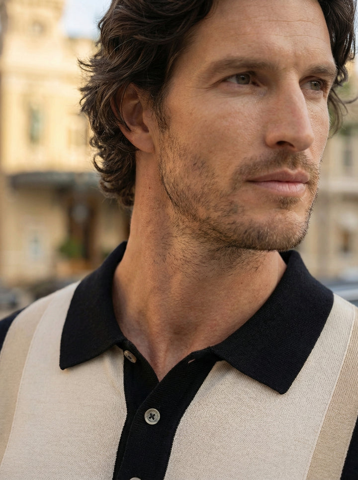 Orlento Knit Polo – Noir Sand