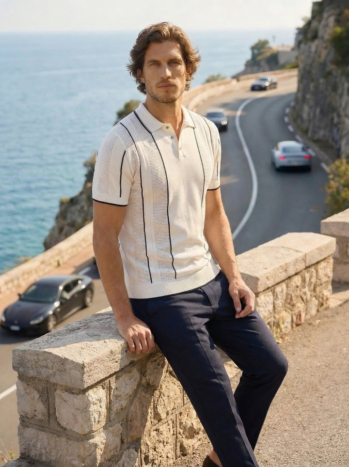 Marcelli Knit Polo – Sandstone Noir