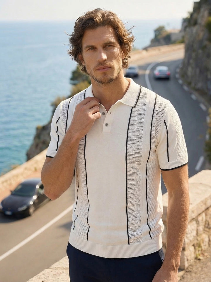 Marcelli Knit Polo – Sandstone Noir