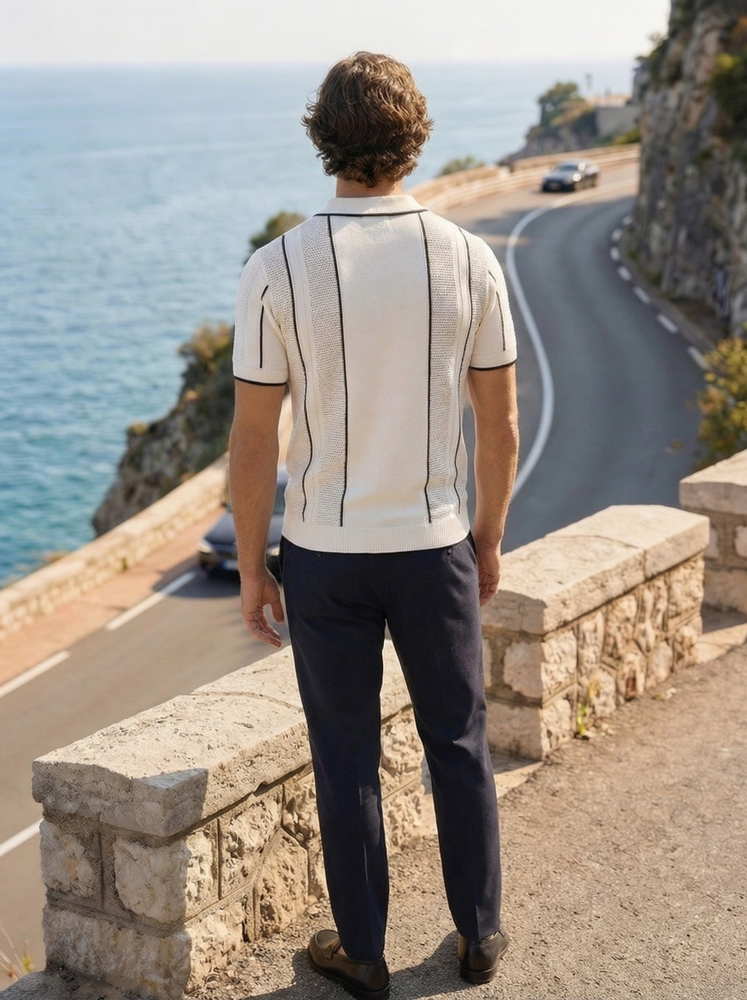 Marcelli Knit Polo – Sandstone Noir