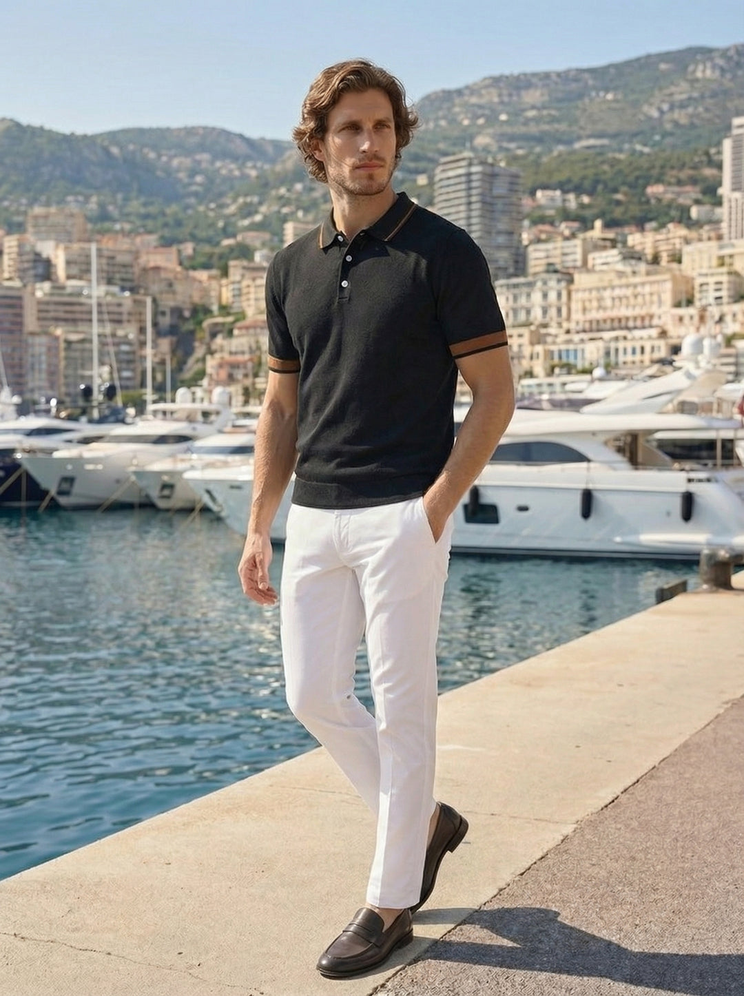 Lorvessi Riviera Knit Polo – Noir Mocha