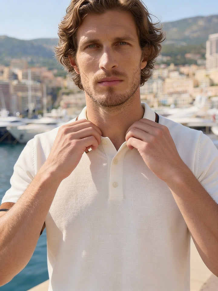 Lorvessi Riviera Knit Polo – Ivory Mocha