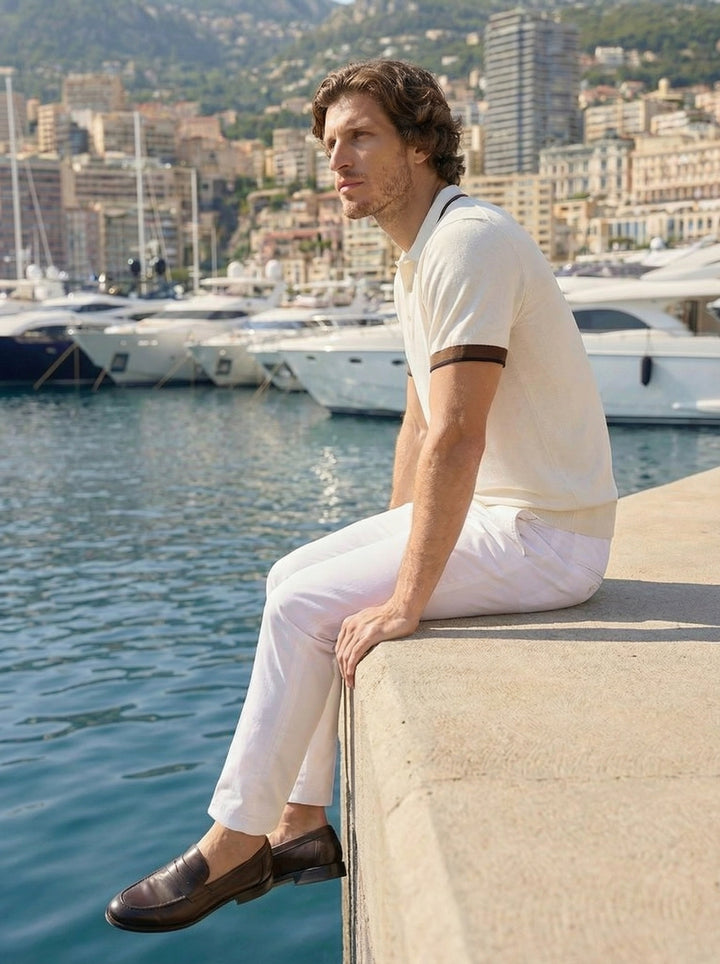 Lorvessi Riviera Knit Polo – Ivory Mocha