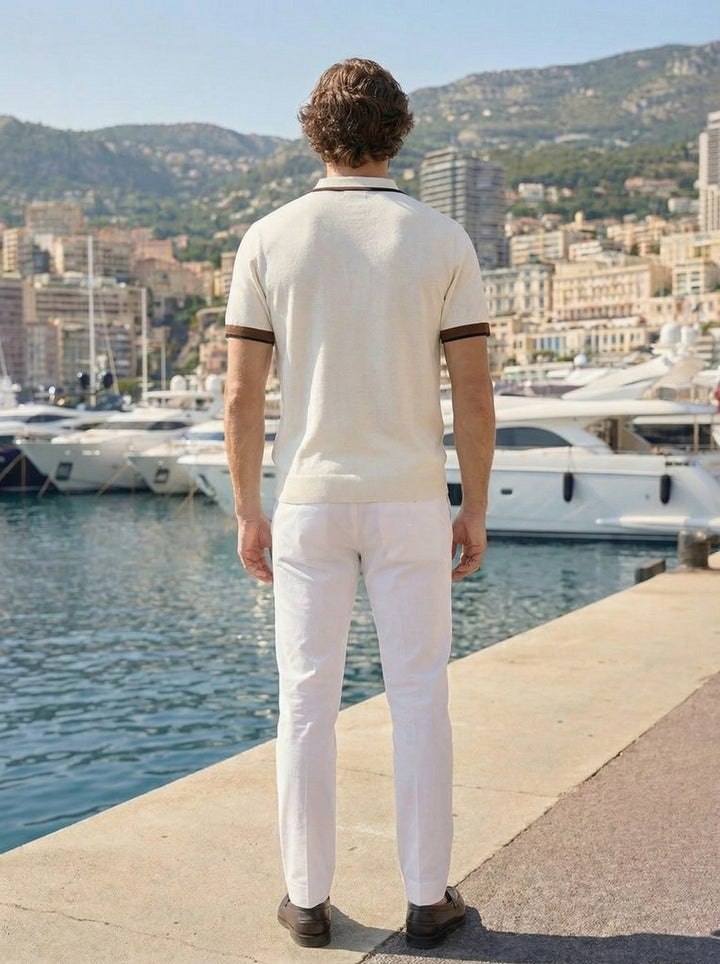 Lorvessi Riviera Knit Polo – Ivory Mocha
