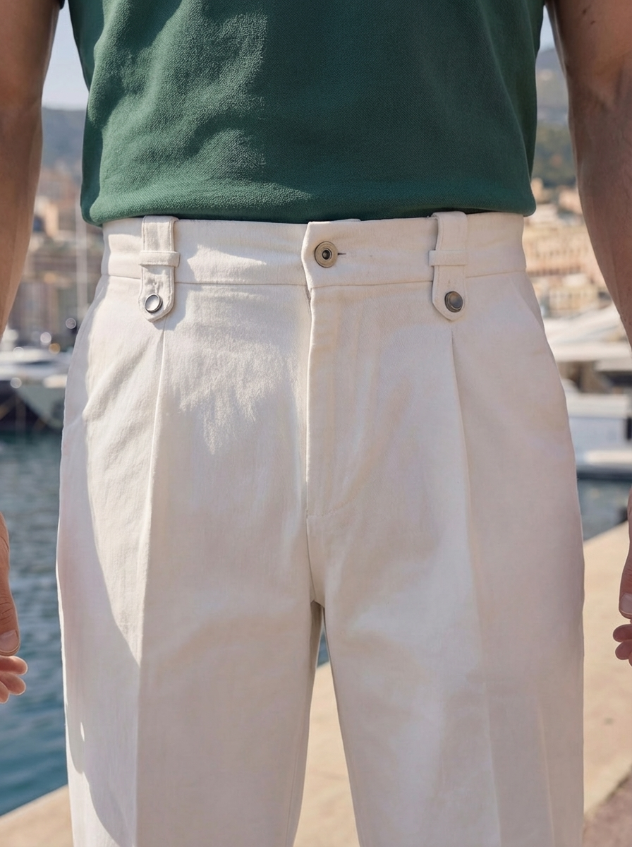 Savero Pleated Tapered Trouser – Ivory White