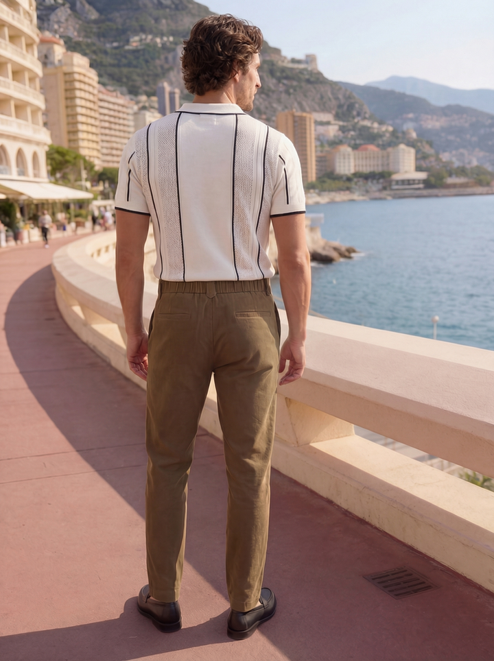 Savero Pleated Tapered Trouser – Olive Moss